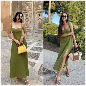 Zara linen blend midi dress with slit